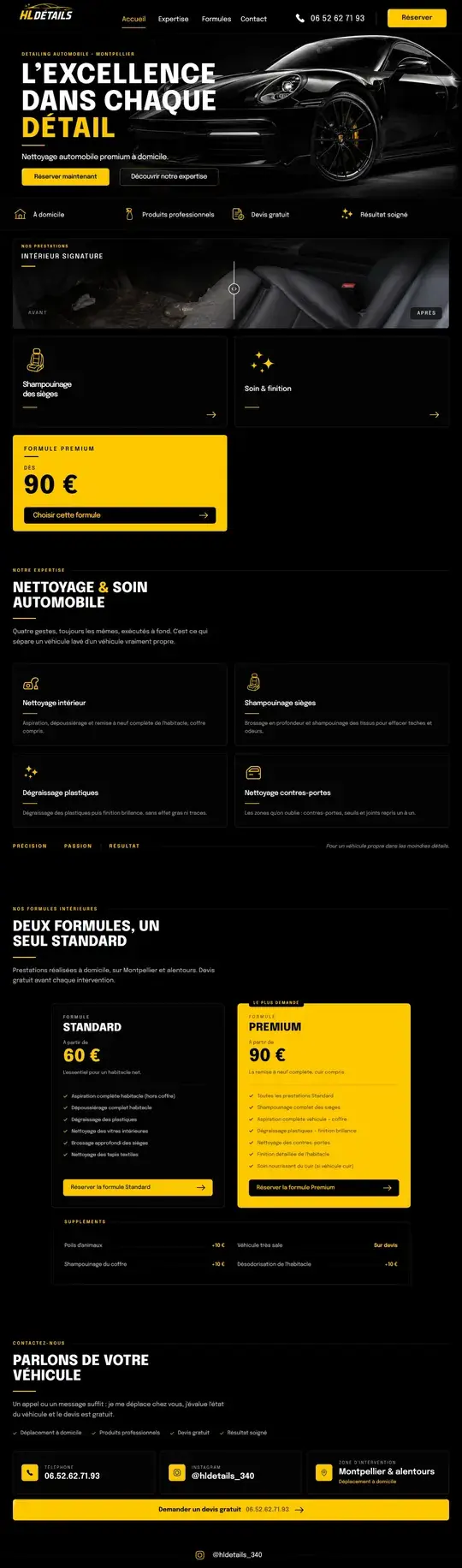 HL Détails : la page d’accueil du site, de haut en bas