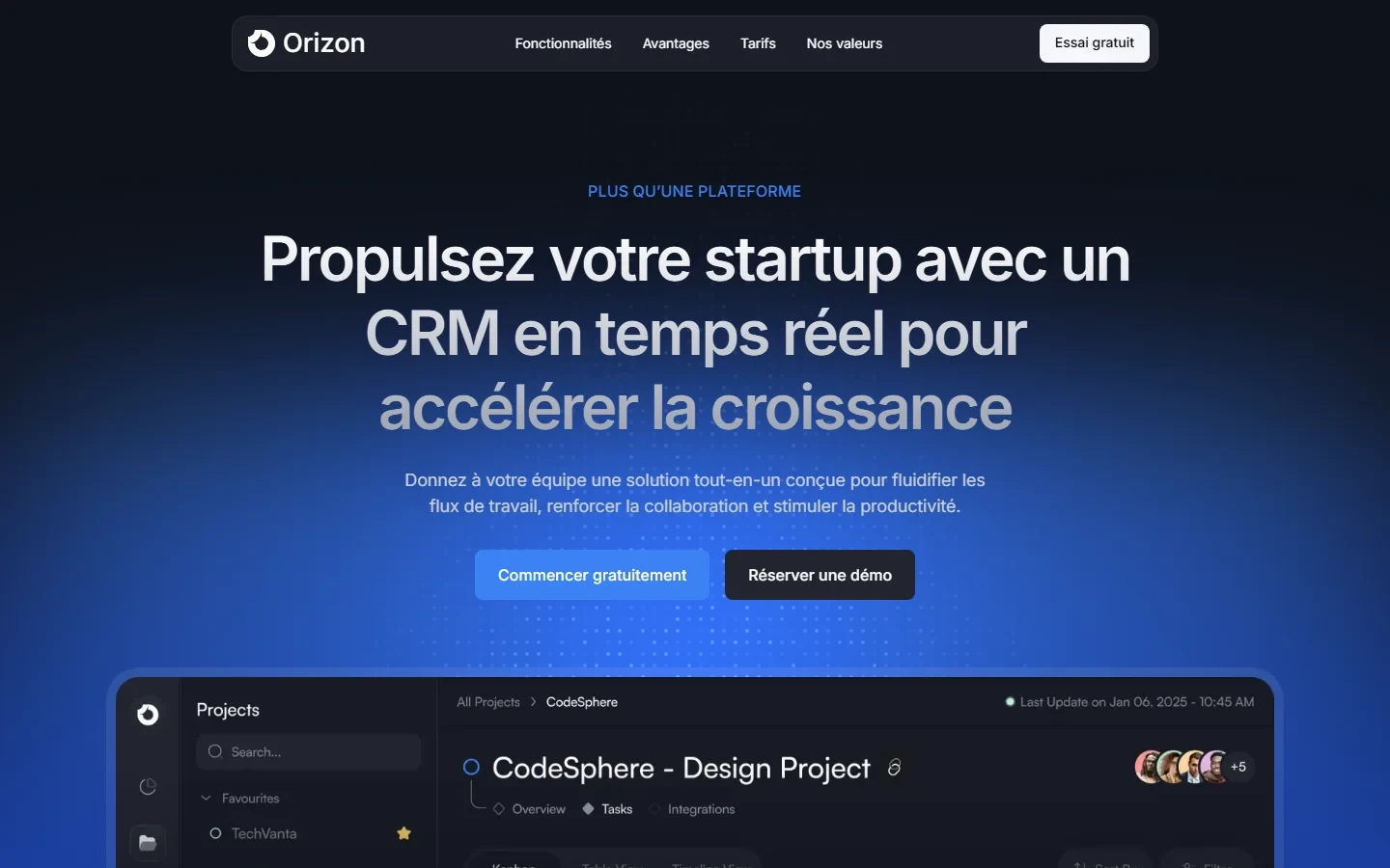 Orizon — Landing page SaaS
