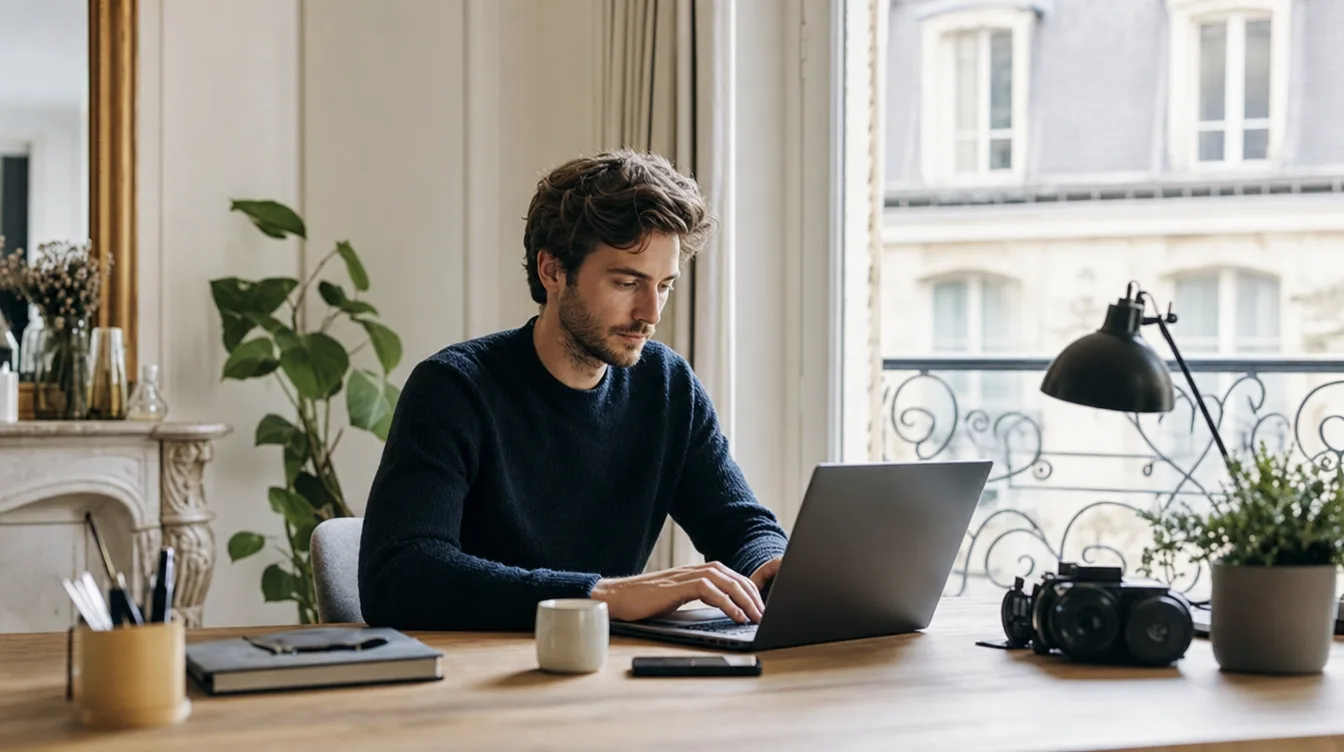 Freelance web travaillant seul sur la maquette d’un site internet