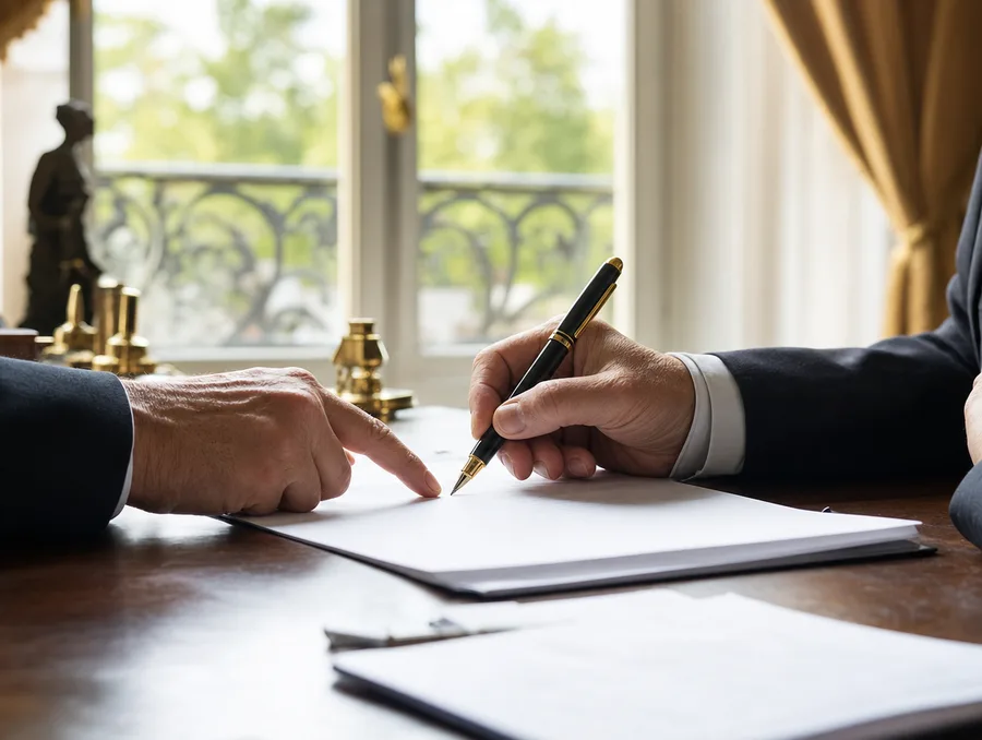 Signature d’un contrat juridique chez un avocat