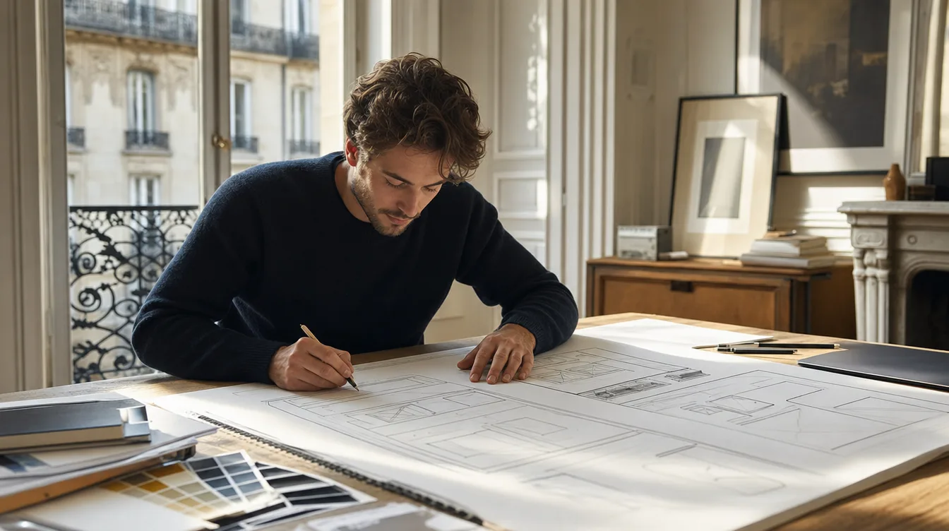 Designer préparant les pages d’un site vitrine sur écran