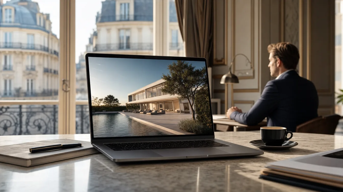 Site vitrine élégant affiché sur un ordinateur portable dans un bureau à Montpellier