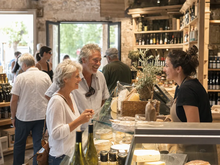 Boutique locale animée avec des clients